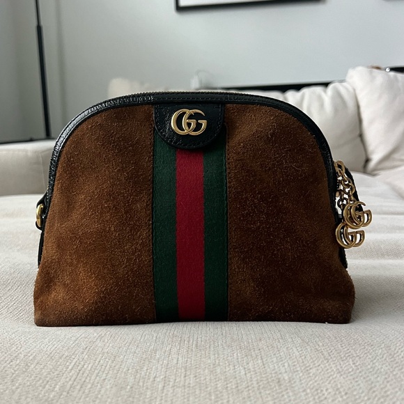 Gucci Ophidia Cognac Suede Cross Body Bag - Picture 1 of 12